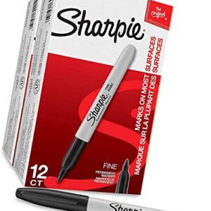 Sharpie Permanent Markers, Fine Point, Black, 24-Count - New