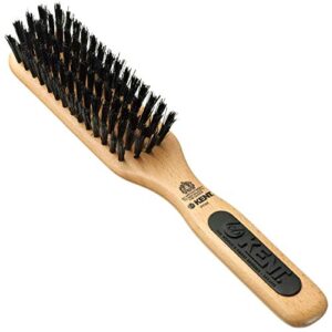 KENT PF06 Natural Wood Boar Bristle Hair Brush - Straightening Brush and Styling Brush for Short to Medium Length Hair - Natural Bristle Hair Brush, Travel Hair Brush, and Smoothing Brush