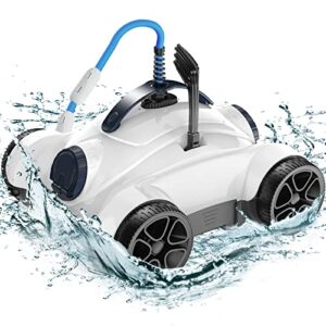robotic pool cleaner, wired automatic pool vacuum, powerful cleaning with dual drive motors, ipx8 waterproof for above/in-ground swimming pools