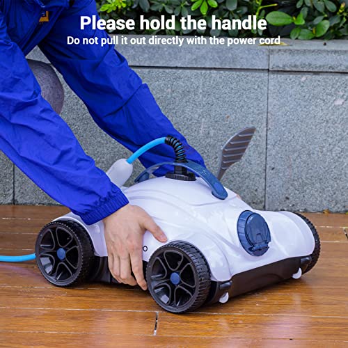 Robotic Pool Cleaner, Wired Automatic Pool Vacuum, Powerful Cleaning with Dual Drive Motors, IPX8 Waterproof for Above/In-Ground Swimming Pools