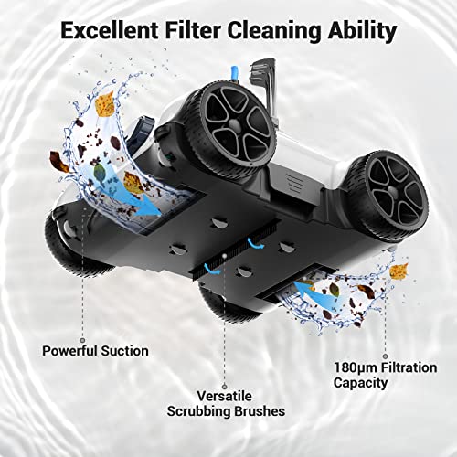 Robotic Pool Cleaner, Wired Automatic Pool Vacuum, Powerful Cleaning with Dual Drive Motors, IPX8 Waterproof for Above/In-Ground Swimming Pools