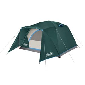 coleman skydome camping tent with full-fly weather vestibule, 2/4/6 person, evergreen