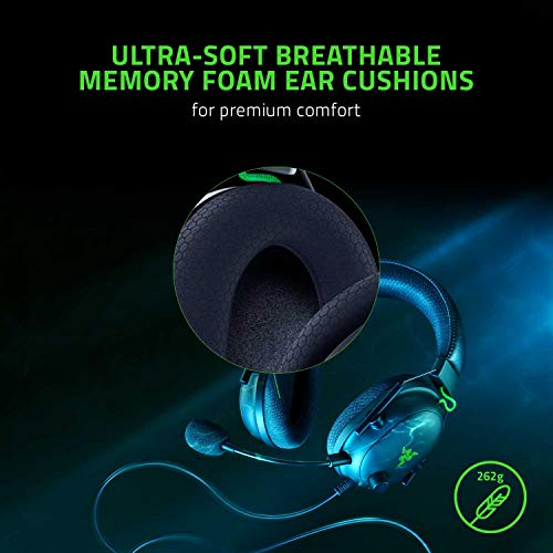 Razer BlackShark V2 Gaming Headset: THX 7.1 Spatial Surround Sound - 50mm Drivers - Detachable Mic - PC, PS4, PS5, Switch, Xbox One, Xbox Series X & S, Mobile - 3.5 mm Audio Jack & USB DAC - Black