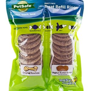 PetSafe Treat Rings for Busy Buddy Dog Toys - Easy to Digest - Interactive Toy Refills for Aggressive Chewers - Stimulating Puppy Supplies - Eases Stress - 24 Rings - Size C - Original/Peanut Butter