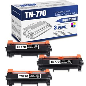 tn770 compatible tn-770 black high yield toner cartridge replacement for brother tn-770 dcp-l2550dw mfc-l2710dw hl-l2350dw hl-l2370dw hl-l2390dw toner.(3 pack)
