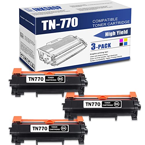 TN770 Compatible TN-770 Black High Yield Toner Cartridge Replacement for Brother TN-770 DCP-L2550DW MFC-L2710DW HL-L2350DW HL-L2370DW HL-L2390DW Toner.(3 Pack)