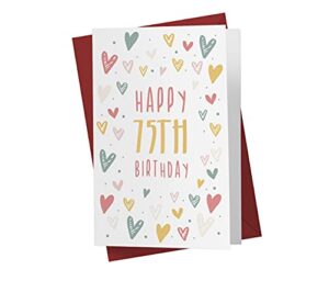 75th birthday card for him her – 75th anniversary card for dad mom – 75 years old birthday card for brother sister friend – happy 75th birthday card for men women | karto – heart doodles