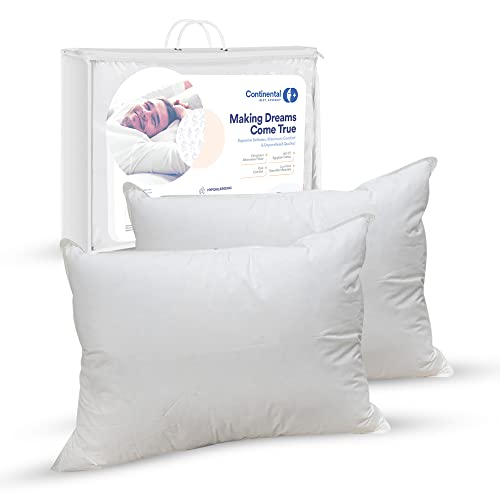 Continental Bedding - Affinity Down Alternative Bed Pillow - 300 Thread Count 100% Soft Cotton Super Standard Queen Size 20x28 Pillow Pack of 2 Best Polyester Pillow for Sleeping