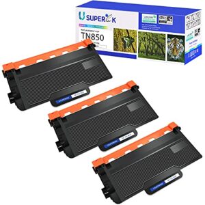 usuperink high yield compatible toner cartridge replacement for brother tn850 tn-850 tn820 tn-820 to work with hl-l6200dw mfc-l5700dw mfc-l5850dw hl-l5200dw mfc-l6800dw printer (3 pack, black)