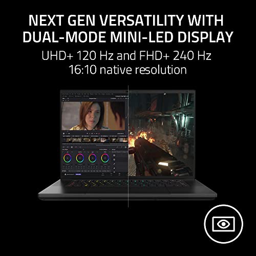 Razer Blade 16 (2023) Gaming Laptop: GeForce RTX 4090 16GB VRAM (Studio Certified) - 24-Core 13th Gen Intel Core i9 HX – 16” Dual Mode 4K 120Hz Mini LED - 32GB 5600MHZ RAM - 2TB SSD – GaN - Windows 11