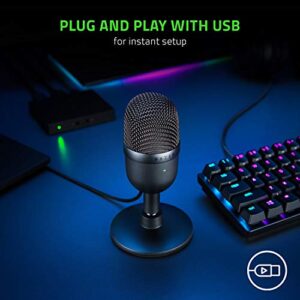 Razer Seiren Mini USB Condenser Microphone: for Streaming and Gaming on PC - Professional Recording Quality - Precise Supercardioid Pickup Pattern - Tilting Stand - Shock Resistant - Classic Black