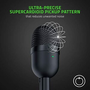 Razer Seiren Mini USB Condenser Microphone: for Streaming and Gaming on PC - Professional Recording Quality - Precise Supercardioid Pickup Pattern - Tilting Stand - Shock Resistant - Classic Black