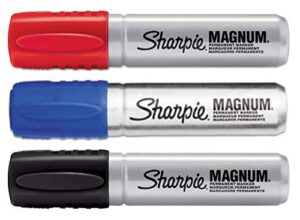 sharpie magnum – blue + black + red – 3-color bundle – magnum oversized permanent markers – chisel tip