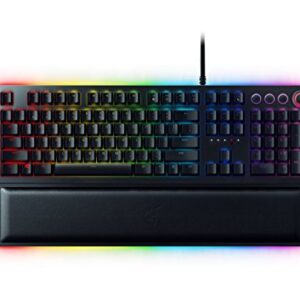 Razer Huntsman Elite Gaming Keyboard: Fast Keyboard Switches - Clicky Optical Switches - Chroma RGB Lighting - Magnetic Plush Wrist Rest - Dedicated Media Keys & Dial - Classic Black