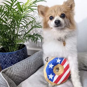 Huxley & Kent H&K for Dogs Power Plush | Stars & Stripes Donut (Small) | 4th of July Funny Dog Toy | Dog Toy with Squeaker | Dog Gift | Fun, Durable, and Safe | Squeaky Dog Toy