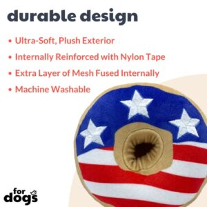 Huxley & Kent H&K for Dogs Power Plush | Stars & Stripes Donut (Small) | 4th of July Funny Dog Toy | Dog Toy with Squeaker | Dog Gift | Fun, Durable, and Safe | Squeaky Dog Toy