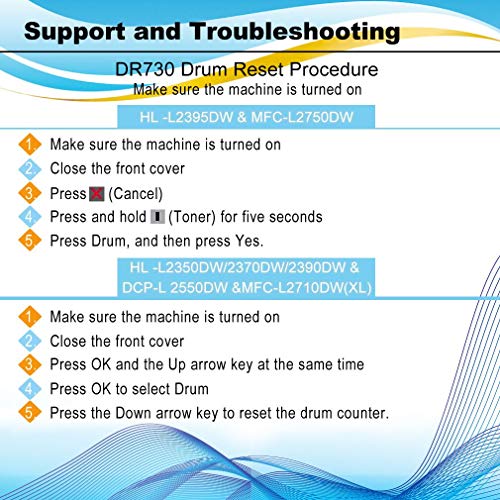 XZMHX DR730 DR-730 Replacement Drum Unit (Not Toner) Compatible for Brother DCP-L2550DW HL-L2390DW HL-L2370DWXL HL-L2370DW MFC-L2710DW MFC-L2750DWXL MFC-L2750DW MFC-L2710DW (1 Black)