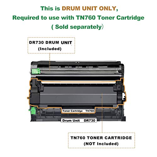 XZMHX DR730 DR-730 Replacement Drum Unit (Not Toner) Compatible for Brother DCP-L2550DW HL-L2390DW HL-L2370DWXL HL-L2370DW MFC-L2710DW MFC-L2750DWXL MFC-L2750DW MFC-L2710DW (1 Black)