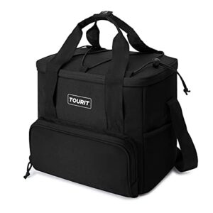 tourit cooler bag 24-can insulated soft cooler lunch coolers portable cooler bag for picnic, beach, work, trip, daily, black