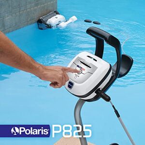 Polaris P825 Sport Robotic Pool Cleaner, Automatic Vacuum for InGround Pools up to 40ft, Wall Climbing Vac w/ Strong Suction & Easy Access Transparent Lid