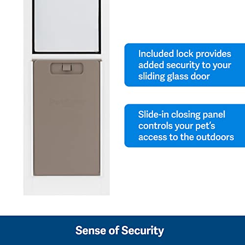 PetSafe 1-Piece Sliding Glass Pet Door for Dogs & Cats - Adjustable Height 75 7/8" to 80 11/16"- Large, White, No-Cut Install, Aluminum Patio Panel Insert, Great for Renters or Seasonal Installation