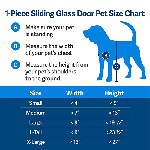 PetSafe 1-Piece Sliding Glass Pet Door for Dogs & Cats - Adjustable Height 75 7/8" to 80 11/16"- Large, White, No-Cut Install, Aluminum Patio Panel Insert, Great for Renters or Seasonal Installation