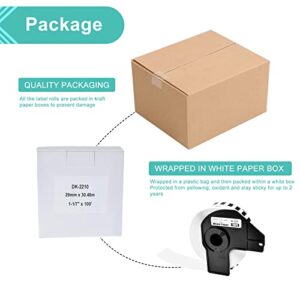 NineLeaf 40 Roll Compatible for Brother DK2210 DK-2210 (1.1 Inch x 100 Feet) Continuous Paper Label Direct Thermal Length Labels Compatible for Brother QL Label Printer