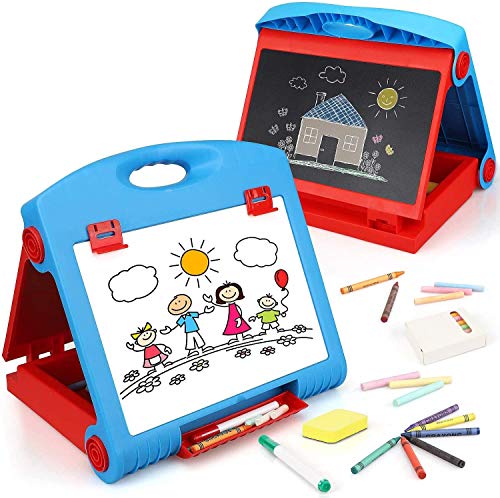 STEAM Life Tabletop Easel for Kids - Art Easel for Toddler - Kids Easel Chalkboard White Board for Kids - Dry Erase Easel for Kids - Portable Desktop Easel and Art Set for Toddlers and Kids 3 4 5 6 7