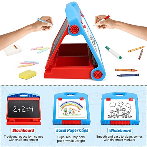 STEAM Life Tabletop Easel for Kids - Art Easel for Toddler - Kids Easel Chalkboard White Board for Kids - Dry Erase Easel for Kids - Portable Desktop Easel and Art Set for Toddlers and Kids 3 4 5 6 7