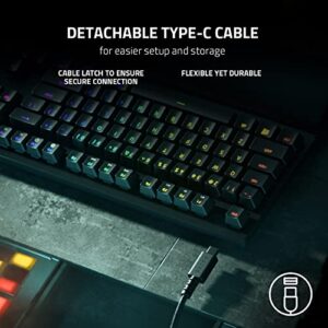 Razer Huntsman V2 TKL Tenkeyless Gaming Keyboard: Fastest Clicky Optical Switches w/Quick Keystrokes & 8000Hz Polling Rate - Detachable Type-C Cable - Doubleshot PBT Keycaps - Ergonomic Wrist Rest