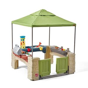 step2 all around playtime patio with canopy playset – shaded outdoor playhouse for kids with realistic, interactive features, room for multiple toddlers to play – dimensions: 60″ h x 47.5″ w x 47.5″ d