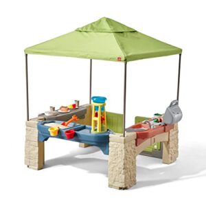 Step2 All Around Playtime Patio with Canopy Playset – Shaded Outdoor Playhouse for Kids with Realistic, Interactive Features, Room for Multiple Toddlers to Play – Dimensions: 60" H x 47.5" W x 47.5" D