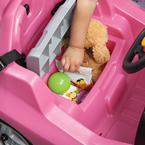 Step2 Whisper Ride Toddler Push Car, Pink – Ride On Toy with Included Seat Belt, Easy Storage and Transport, Steering Wheel for Pretend Play – Push Toy Car Makes a Great Stroller Alternative