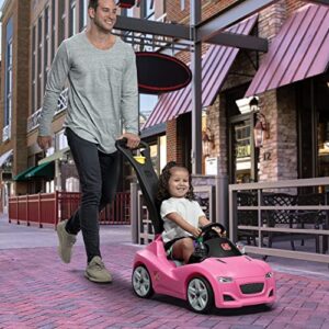 Step2 Whisper Ride Toddler Push Car, Pink – Ride On Toy with Included Seat Belt, Easy Storage and Transport, Steering Wheel for Pretend Play – Push Toy Car Makes a Great Stroller Alternative