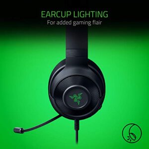 Razer Kraken X USB Ultralight Gaming Headset: 7.1 Surround Sound - Lightweight Frame - Green Logo Lighting - Integrated Audio Controls - Bendable Cardioid Microphone - for PC - Classic Black