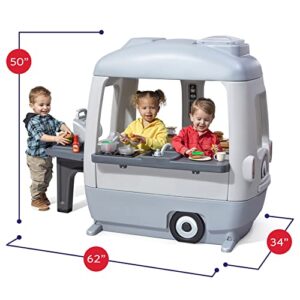 Step2 Adventure Camper Playhouse – Kids Outdoor Playhouse with Realistic Camper Toy Features for Playing Camping, Food Truck, Restaurant and More