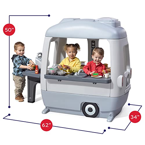 Step2 Adventure Camper Playhouse – Kids Outdoor Playhouse with Realistic Camper Toy Features for Playing Camping, Food Truck, Restaurant and More