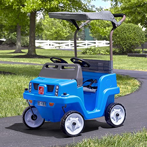 Step2 Side-by-Side Push Around SUV for Kids – Two-Seater Toddler Push Car (1.5-5 Years Old) – Blue Plastic Stroller-Style Car for Fun Family Outings – Easy Stroller Alternative