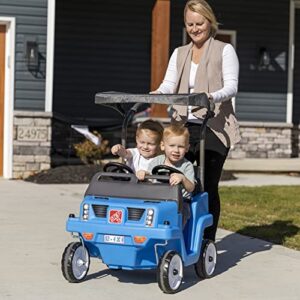 Step2 Side-by-Side Push Around SUV for Kids – Two-Seater Toddler Push Car (1.5-5 Years Old) – Blue Plastic Stroller-Style Car for Fun Family Outings – Easy Stroller Alternative