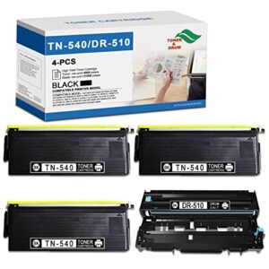 4-pack (3toner+1drum) compatible tn-540 toner cartridge and dr-510 drum unit replacement for brother dcp-8020 dcp-8025d hl-5040 hl-5050 hl-5050lt mfc-8420 mfc-8820d printer toner – sold by cobaprint