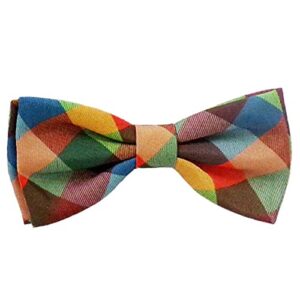 h&k bow tie for pets | fall check (small) | velcro bow tie collar attachment | fun bow ties for dogs & cats | cute, comfortable, and durable | huxley & kent bow tie