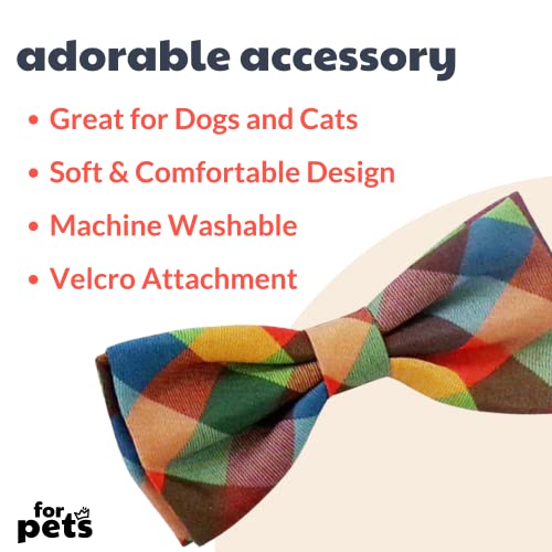 H&K Bow Tie for Pets | Fall Check (Small) | Velcro Bow Tie Collar Attachment | Fun Bow Ties for Dogs & Cats | Cute, Comfortable, and Durable | Huxley & Kent Bow Tie