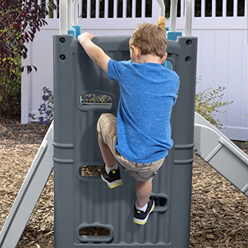 Step2 Scout & Slide Climber Toddler Playset – Toddler Play Gym with Elevated Kids Playhouse, Kids Slide, Two Climbing Walls, Steering Wheel, and Metal Bars – Dimensions 72.5" x 70" x 55.75"