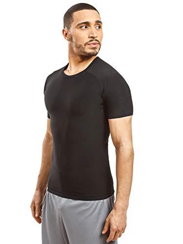 Sweat Shaper Men's Athletic Tee, Short Sleeve Compression T-Shirt, Performance Baselayer Workout Shirt (Black, X-Large)