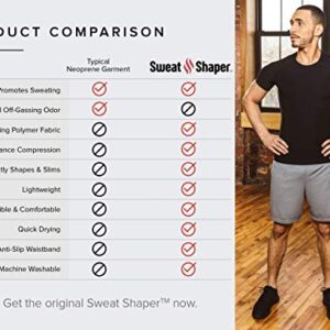 Sweat Shaper Men's Athletic Tee, Short Sleeve Compression T-Shirt, Performance Baselayer Workout Shirt (Black, X-Large)