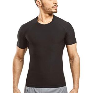 Sweat Shaper Men's Athletic Tee, Short Sleeve Compression T-Shirt, Performance Baselayer Workout Shirt (Black, X-Large)