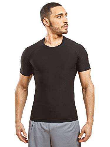 Sweat Shaper Men's Athletic Tee, Short Sleeve Compression T-Shirt, Performance Baselayer Workout Shirt (Black, X-Large)