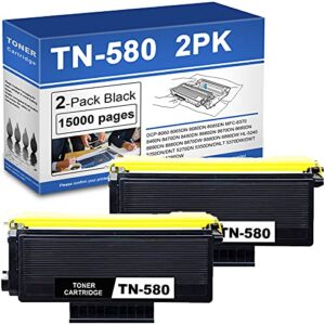 2 Pack TN580 High Yield Toner Cartridge Compatible TN-580 Black Toner Cartridge Replacement for Brother HL-5240 5370DW/DWT 5380DN 5270DN 5350DN DCP-8060 MFC-8480DN Printer Toner.