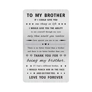alotozo brother gifts from sister funny, no better brother than you laser engraved wallet inserts, best brother birthday card, christmas small token for men boys bro