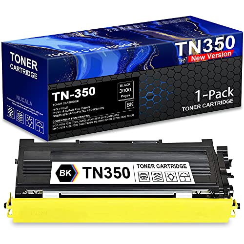 NUC Compatible TN350 TN-350 (TN 350) High Yield Toner Cartridge Replacement for Brother DCP-7010 7020 IntelliFax 2910 2920 2850 HL-2040 2040N 2070N 2030 Printer Cartridge (1-Pack Black , 3,000 Pages)